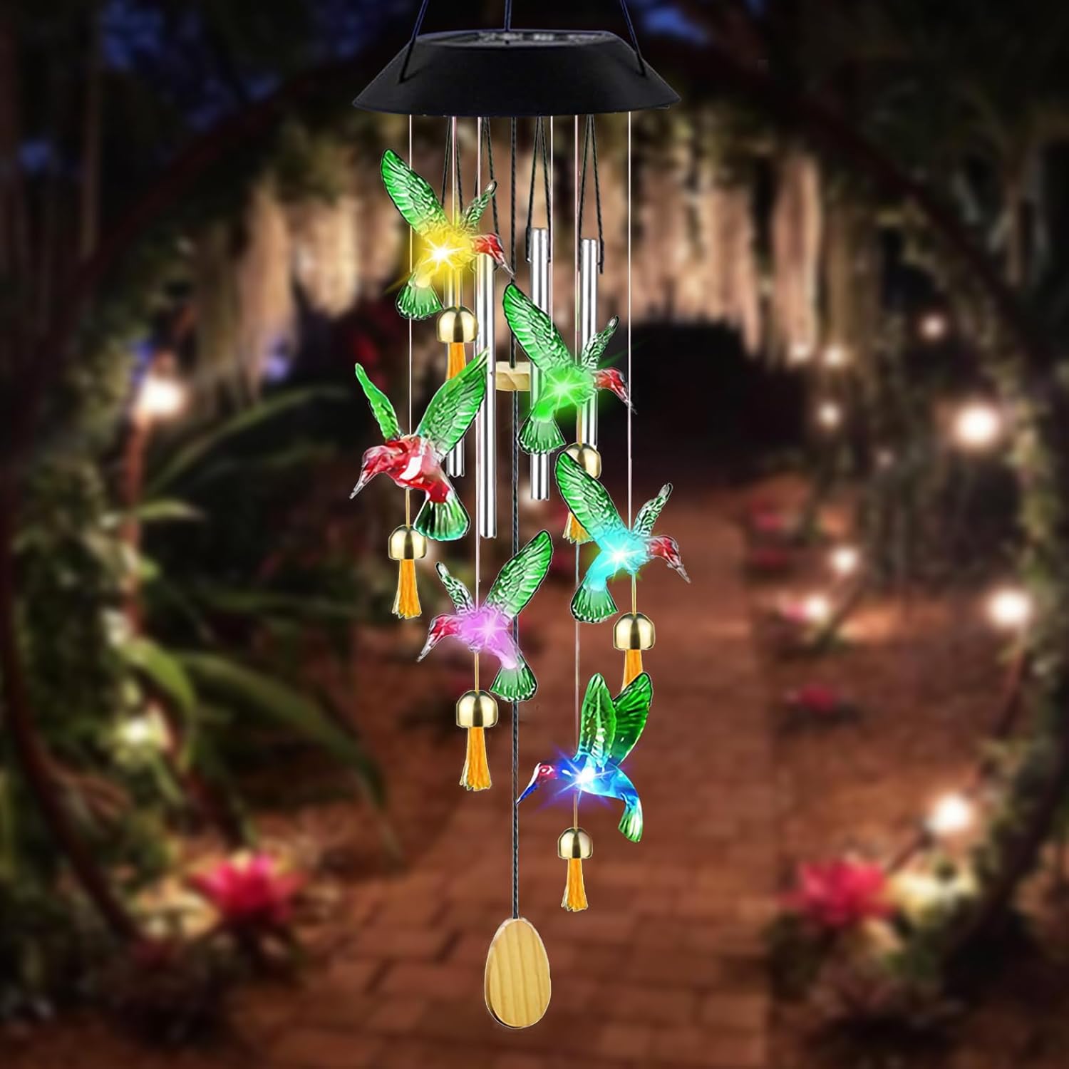 Solar Hummingbird Green Color Wind Chime
