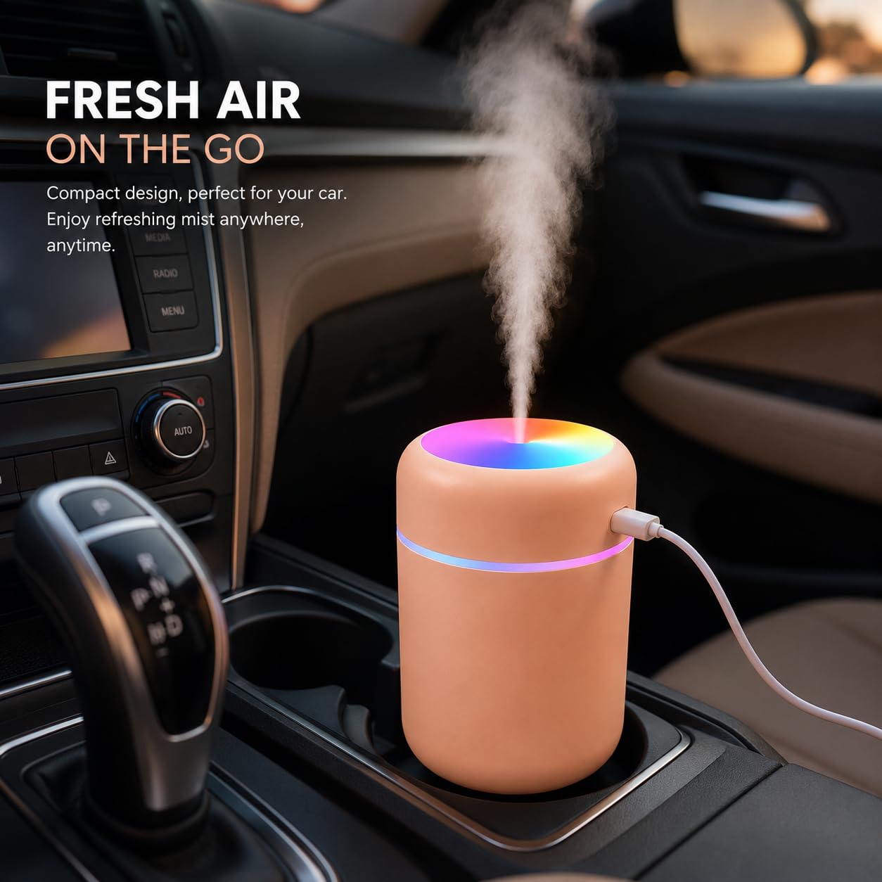 Portable Humidifier with RGB Light | USB C Powered 300ml