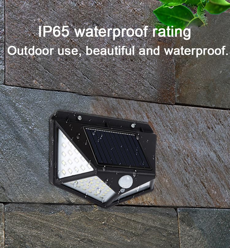 Solar Interaction Wall Lamp, Motion Sensor Outdoor Light, 100 LED Waterproof Solar Wall Light for Garden, Gate, Balcony, Pathway & Home Security