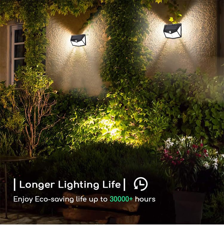 Solar Interaction Wall Lamp, Motion Sensor Outdoor Light, 100 LED Waterproof Solar Wall Light for Garden, Gate, Balcony, Pathway & Home Security