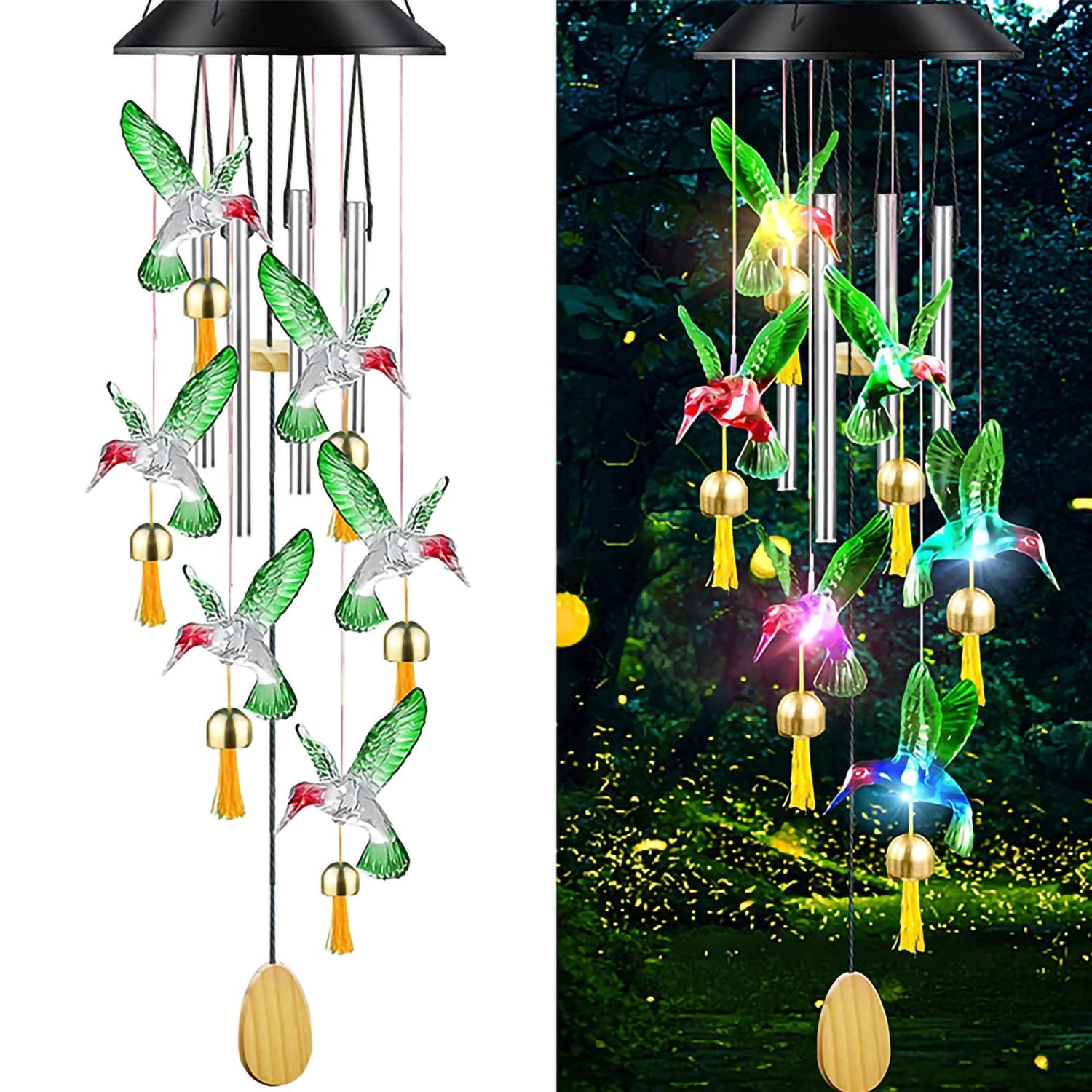 Solar Hummingbird Green Color Wind Chime