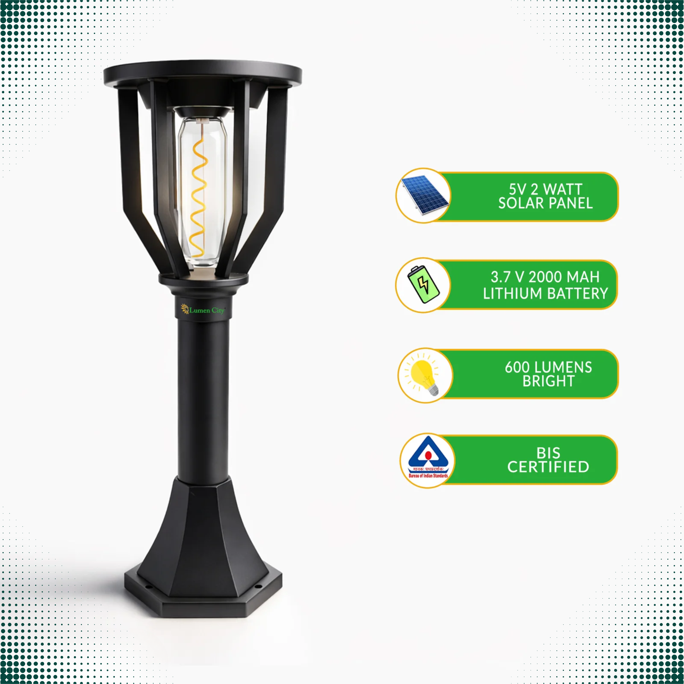 Spiral Solar Powered Outdoor Bollard Light