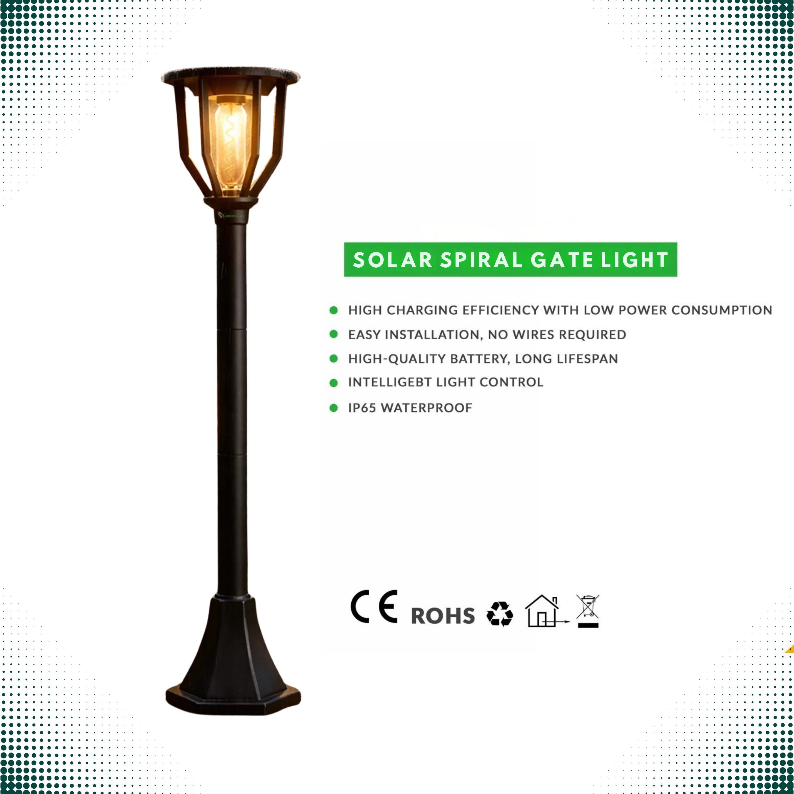 Spiral Solar Powered Outdoor Bollard Light