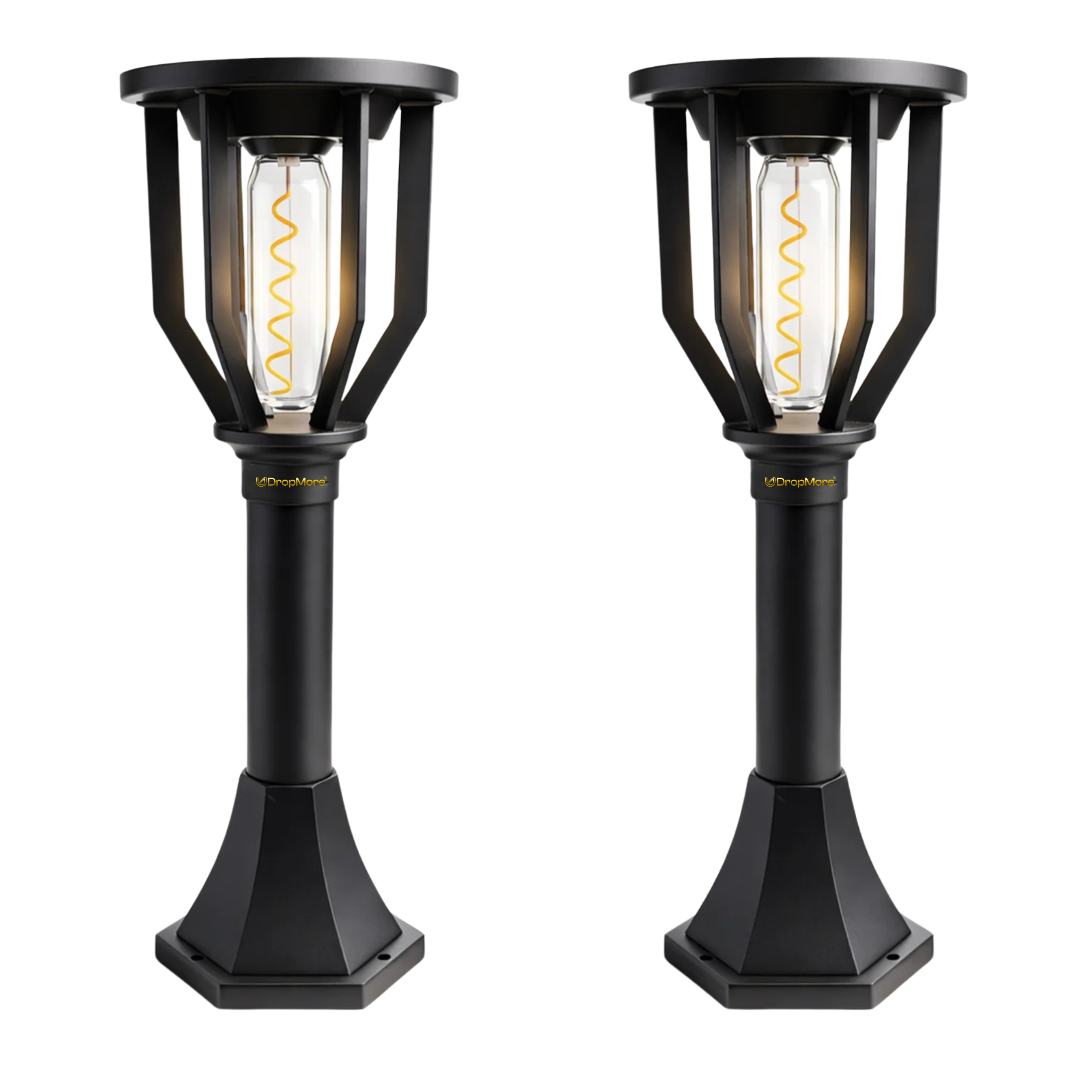 Spiral Solar Powered Outdoor Bollard Gate Light, Decorative Warm White LED Waterproof Garden, Fence, Pillar & Pathway Lamp