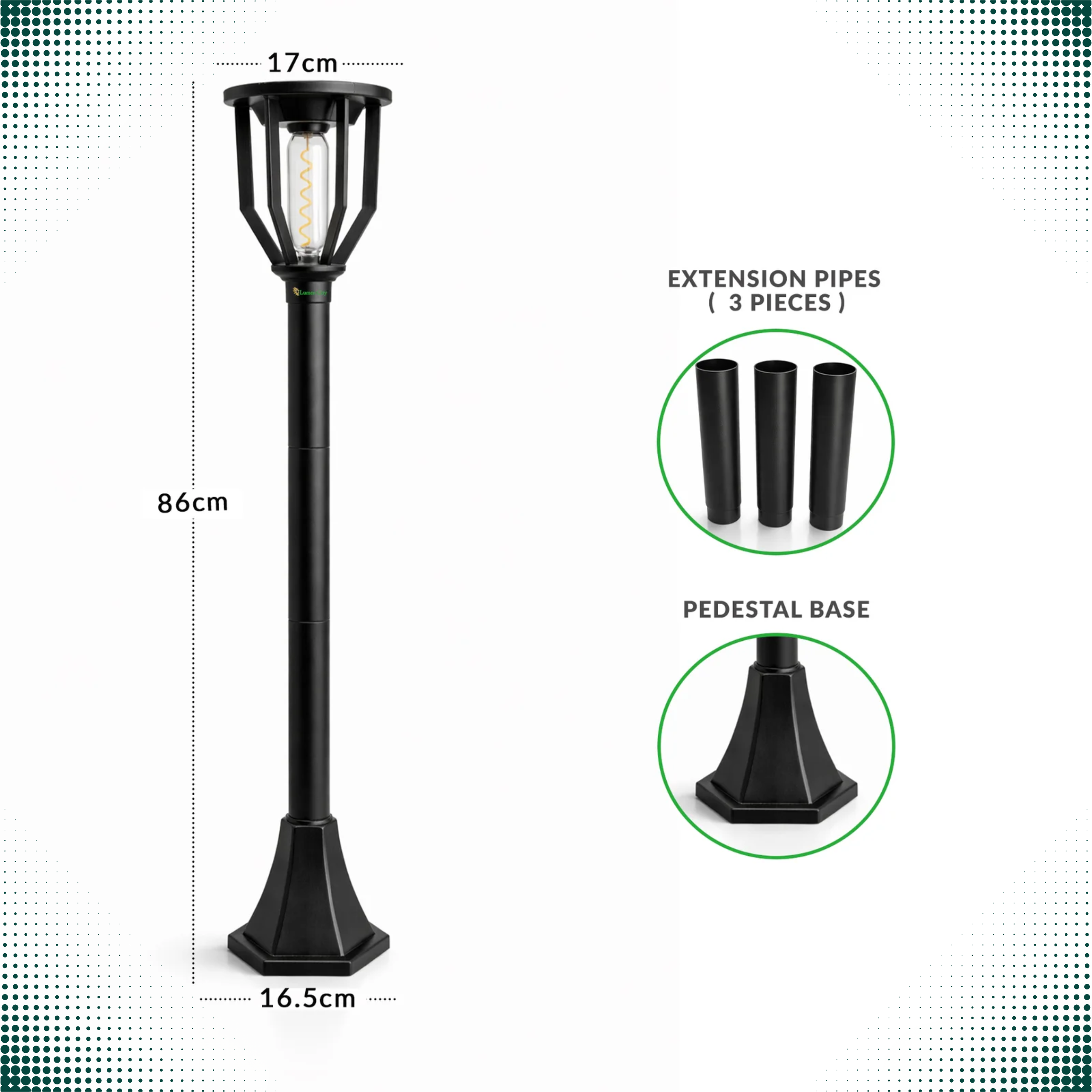 Spiral Solar Powered Outdoor Bollard Gate Light, Decorative Warm White LED Waterproof Garden, Fence, Pillar & Pathway Lamp