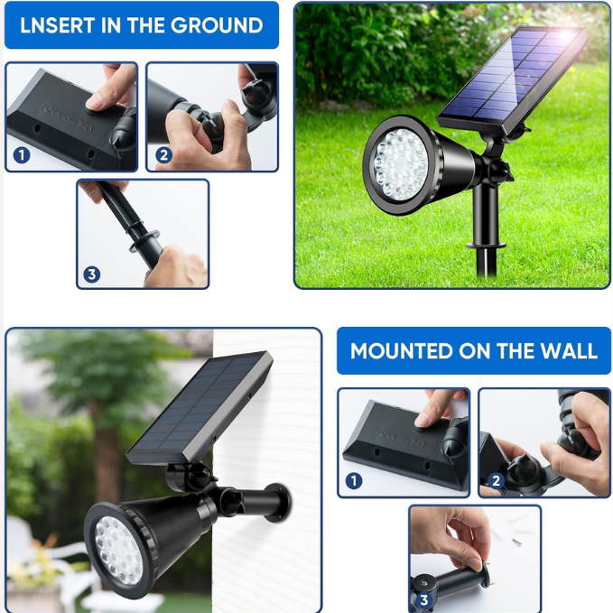 Solar RGB Spotlight with 18 LED