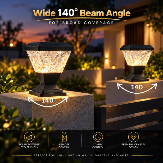 Solar Pillar Lamp with Remote Control, RGB 7-Color & Warm White LED