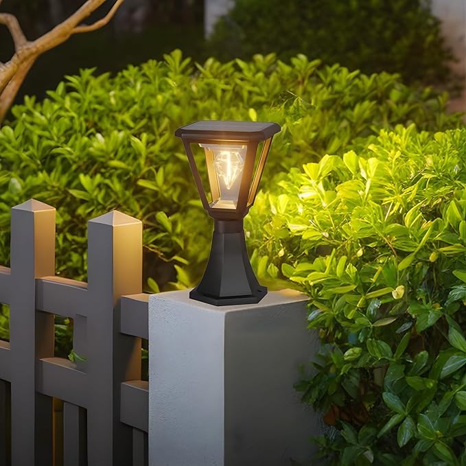 Diamond Cube Solar Powered Outdoor Gate Light | Decorative | LED Warm White | Waterproof Garden, Fence & Pillar Lamp