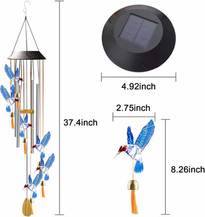 Solar Hummingbird Blue Color Wind Chime