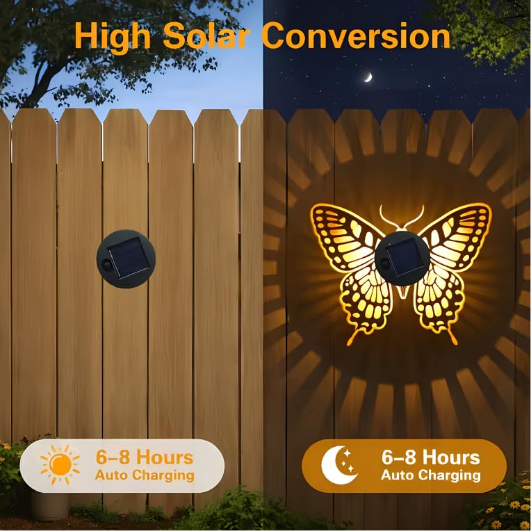 Solar Butterfly Shadow Garden Wall Light