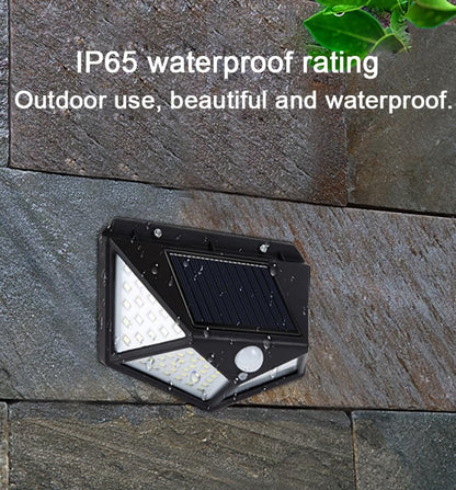 Solar Interaction Wall Lamp, Motion Sensor Outdoor Light, 100 LED Waterproof Solar Wall Light for Garden, Gate, Balcony, Pathway & Home Security