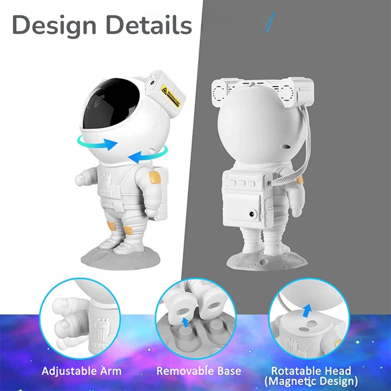Astronaut Galaxy Projector | 360deg Rotating | 7 Color Modes | Remote Control | Night Light