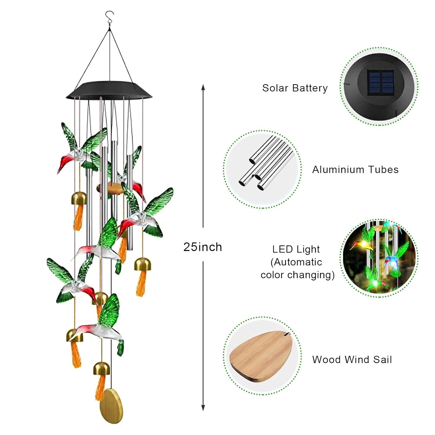 Solar Hummingbird Wind Chime