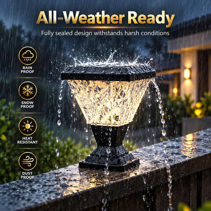 Solar Pillar Lamp with Remote Control, RGB 7-Color & Warm White LED