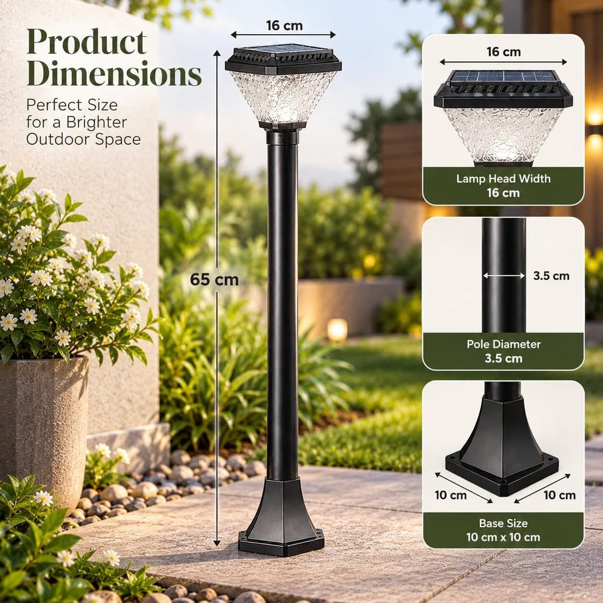 Solar LED Bollard Gate Lamp | Multi-Color & Warm White Pillar Lamp | Weatherproof for Outdoor,Garden & Entrance Light