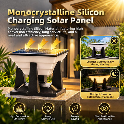 Moonlight Solar Gate Light for Outdoor — 3 Colour Modes Pillar Light, IP65 Waterproof, Auto On/Off Dusk to Dawn, Wireless Solar Lamp for Gate Post, Boundary Wall, Garden, Balcony