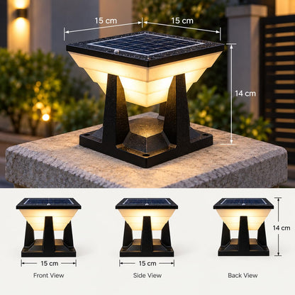 Moonlight Solar Gate Light for Outdoor — 3 Colour Modes Pillar Light, IP65 Waterproof, Auto On/Off Dusk to Dawn, Wireless Solar Lamp for Gate Post, Boundary Wall, Garden, Balcony