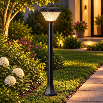 Solar LED Bollard Gate Lamp | Multi-Color & Warm White Pillar Lamp | Weatherproof for Outdoor,Garden & Entrance Light