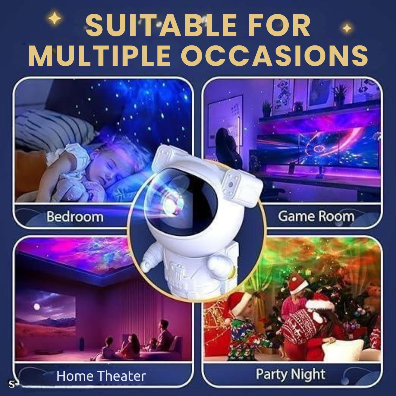 Astronaut Galaxy Projector | 360deg Rotating | 7 Color Modes | Remote Control | Night Light