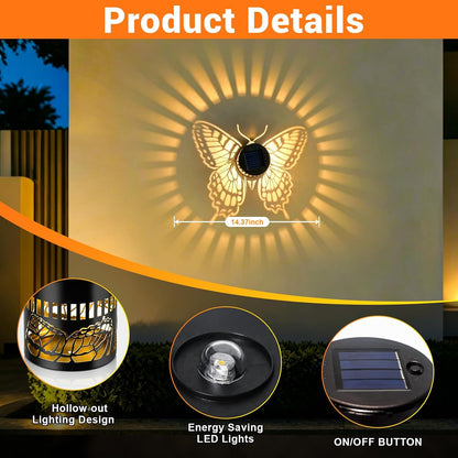 Solar Butterfly Shadow Garden Wall Light