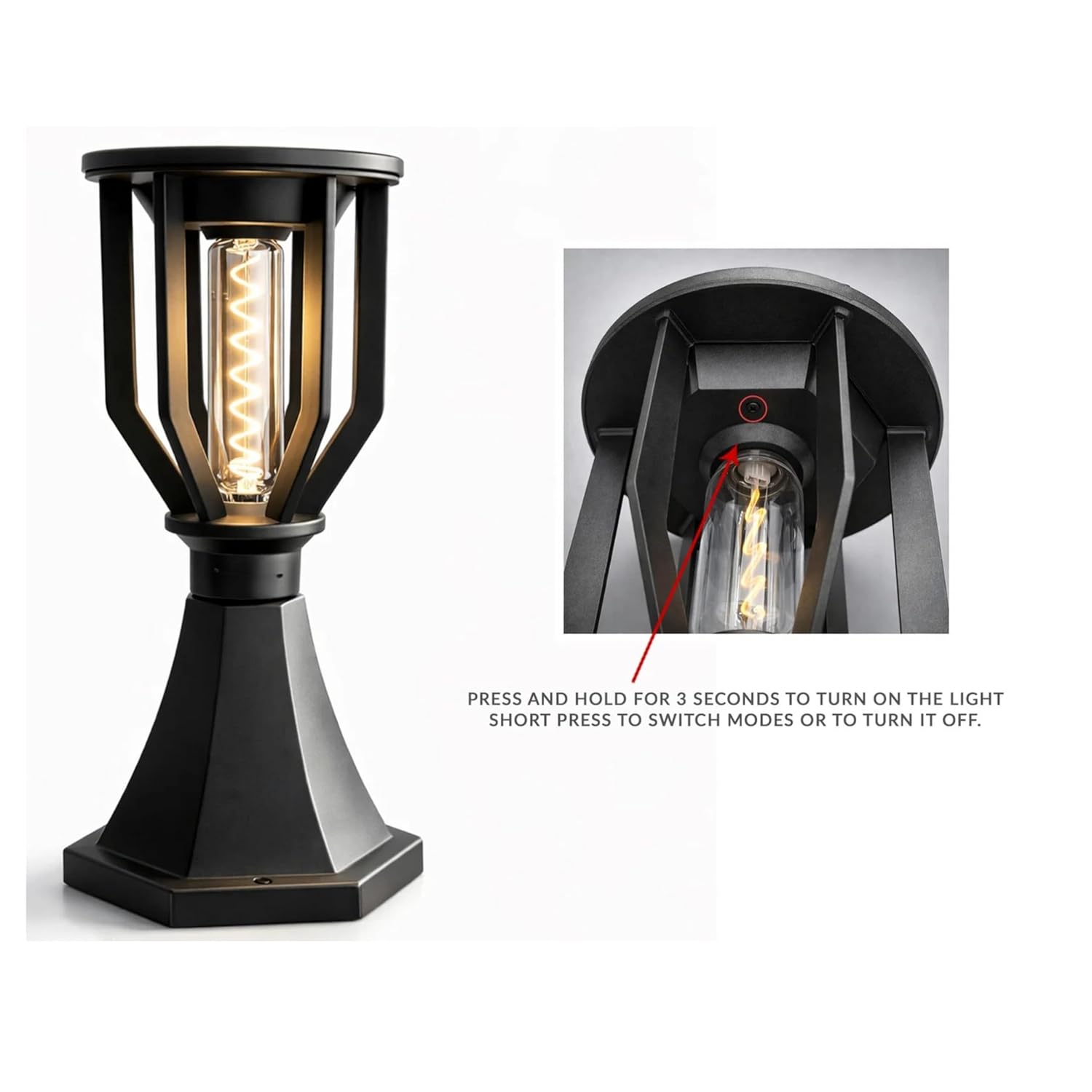 Spiral Solar Powered Outdoor Gate Light | Decorative | LED Warm White | Waterproof Garden, Fence & Pillar Lamp