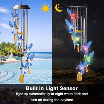 Solar Hummingbird Blue Color Wind Chime