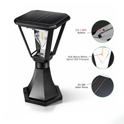 Diamond Cube Solar Powered Outdoor Gate Light | Decorative | LED Warm White | Waterproof Garden, Fence & Pillar Lamp