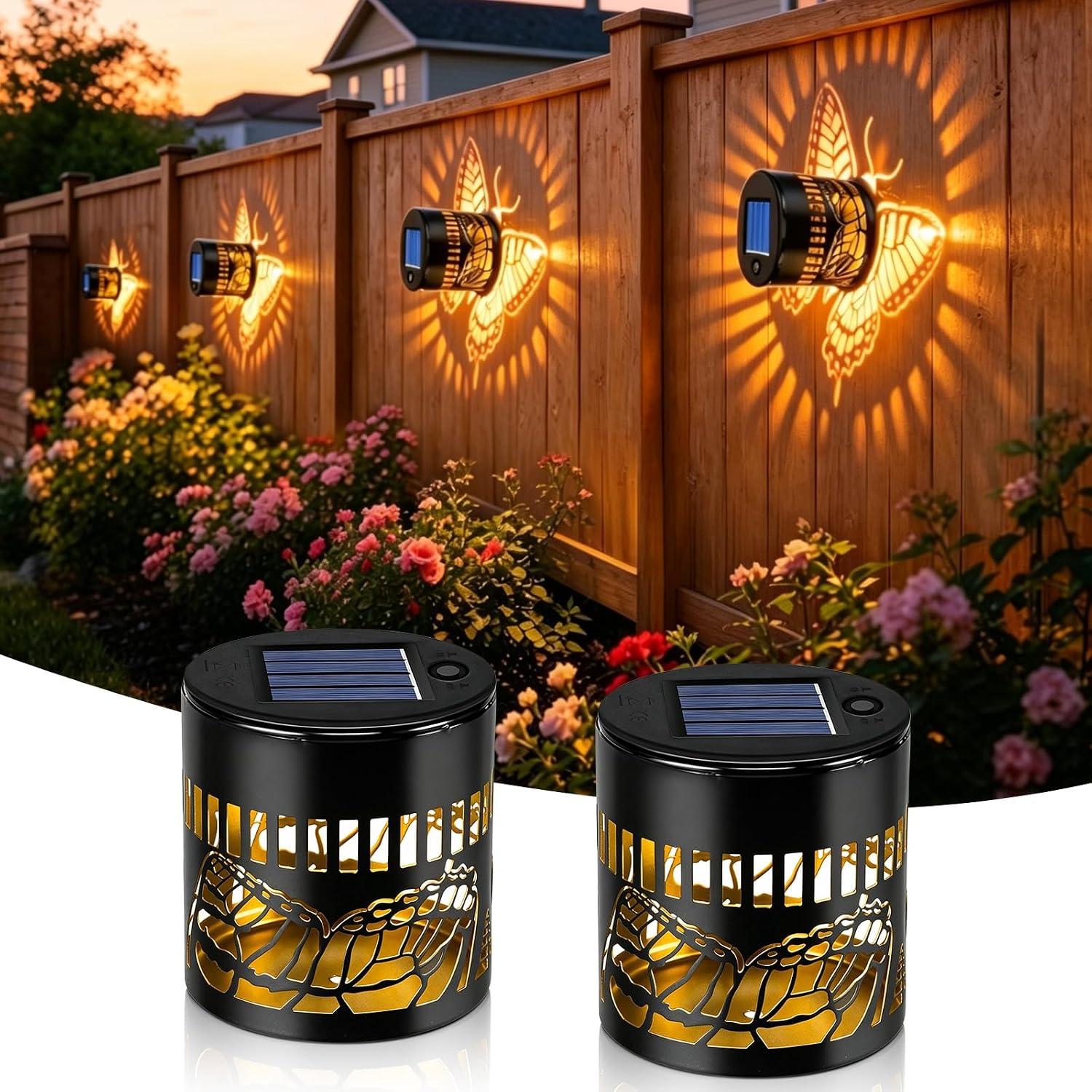 Solar Butterfly Shadow Garden Wall Light