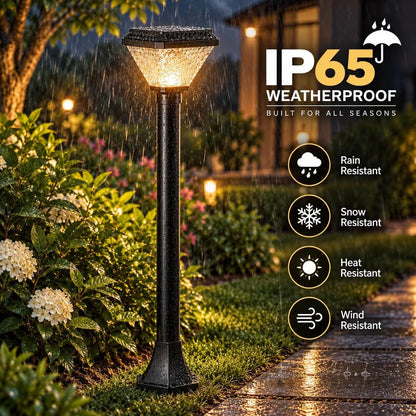 Solar LED Bollard Gate Lamp | Multi-Color & Warm White Pillar Lamp | Weatherproof for Outdoor,Garden & Entrance Light