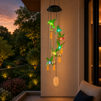 Solar Hummingbird Green Color Wind Chime