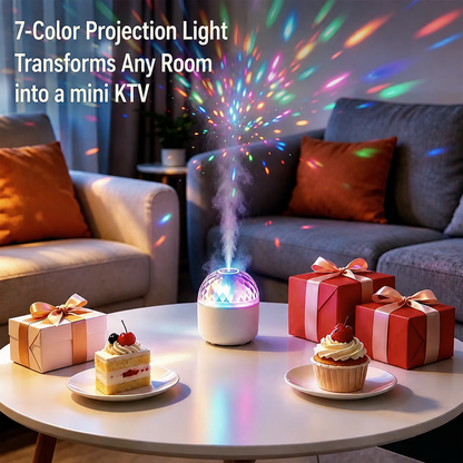 Portable Crystal Light Projector Humidifier | 7 Color RGB LED Cool Mist Ambient Lamp