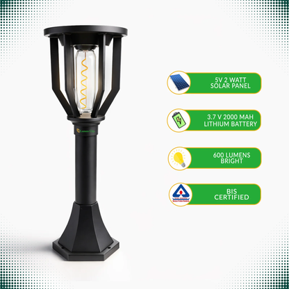 Spiral Solar Powered Outdoor Bollard Light