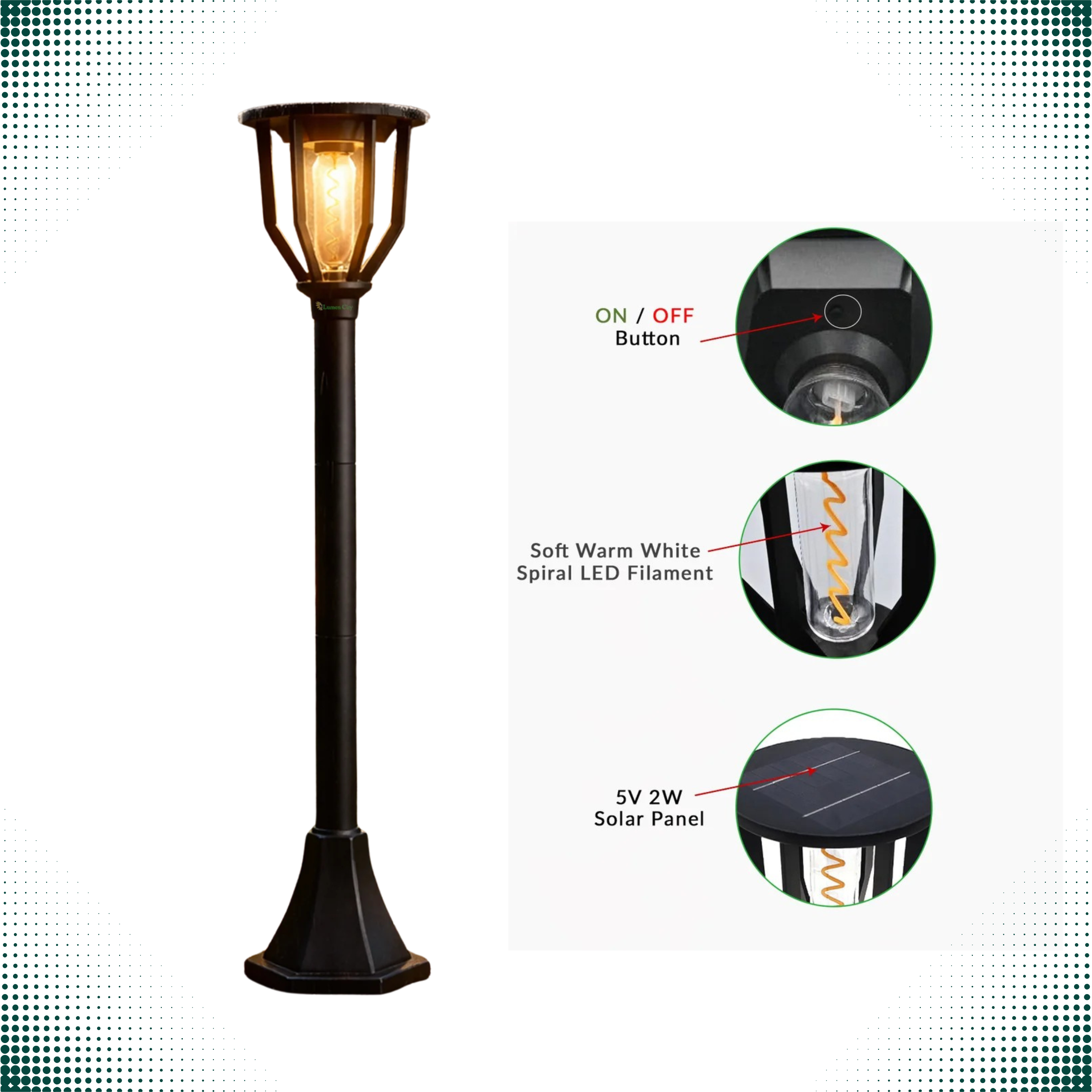 Spiral Solar Powered Outdoor Bollard Light