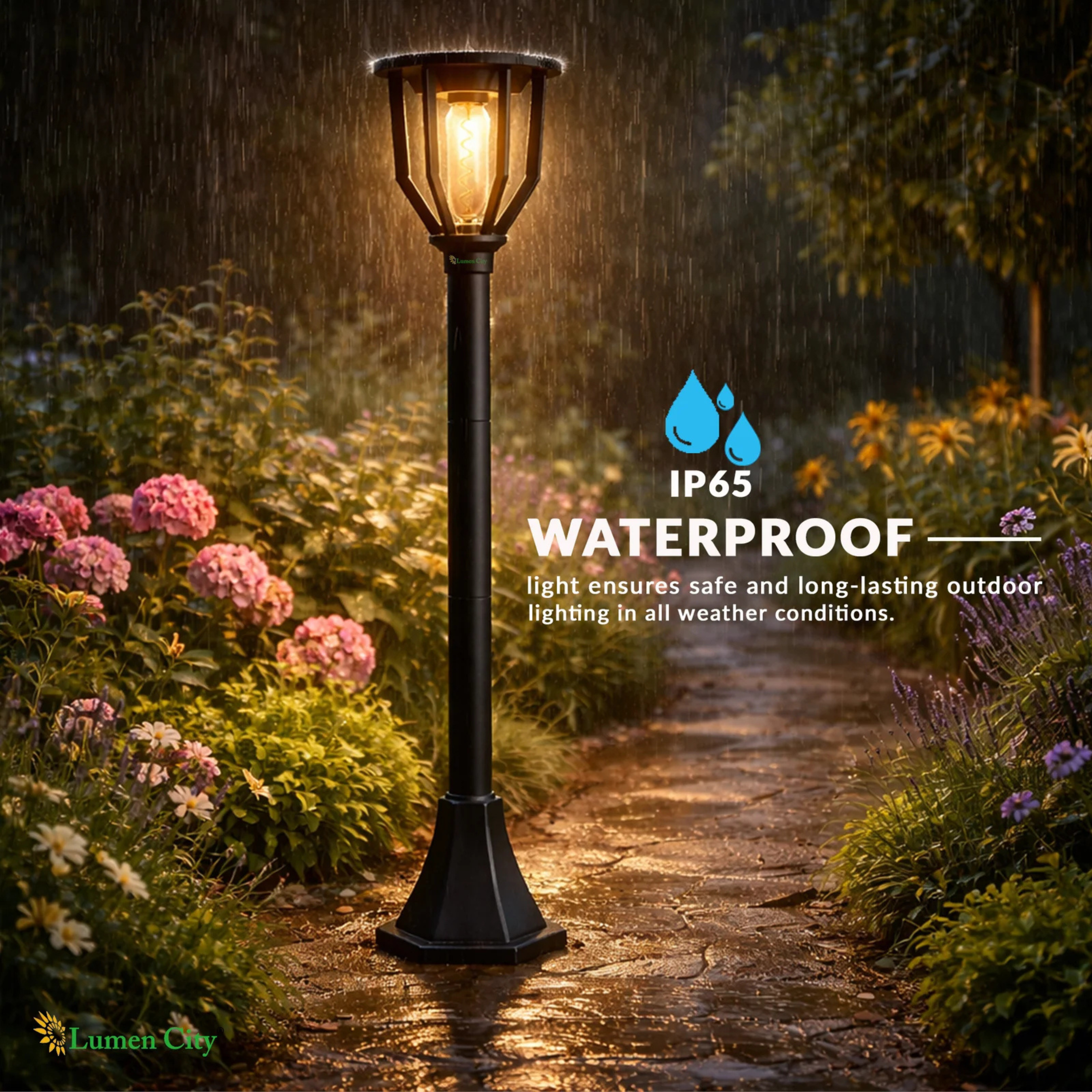 Spiral Solar Powered Outdoor Bollard Light