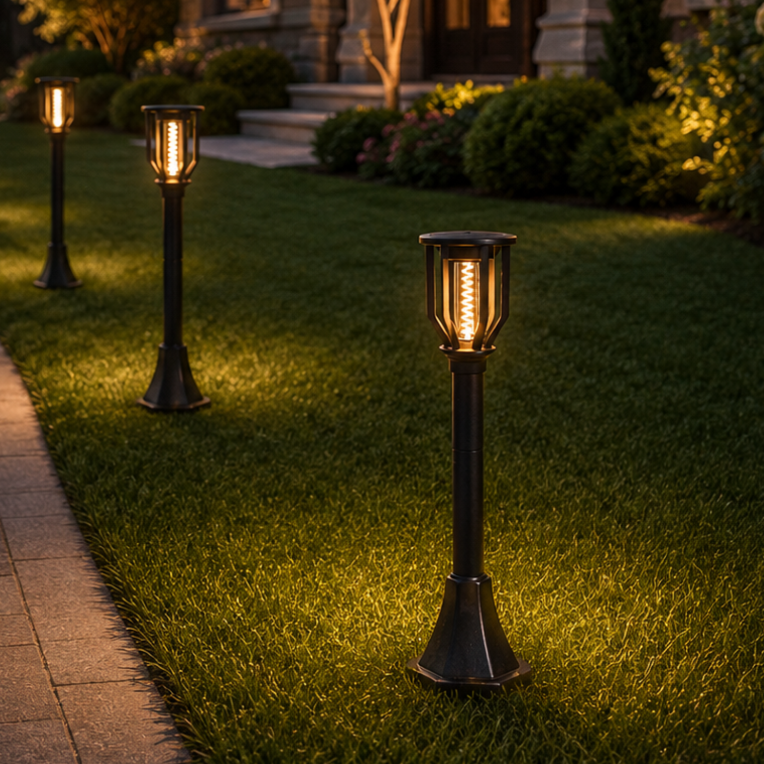 Spiral Solar Powered Outdoor Bollard Light