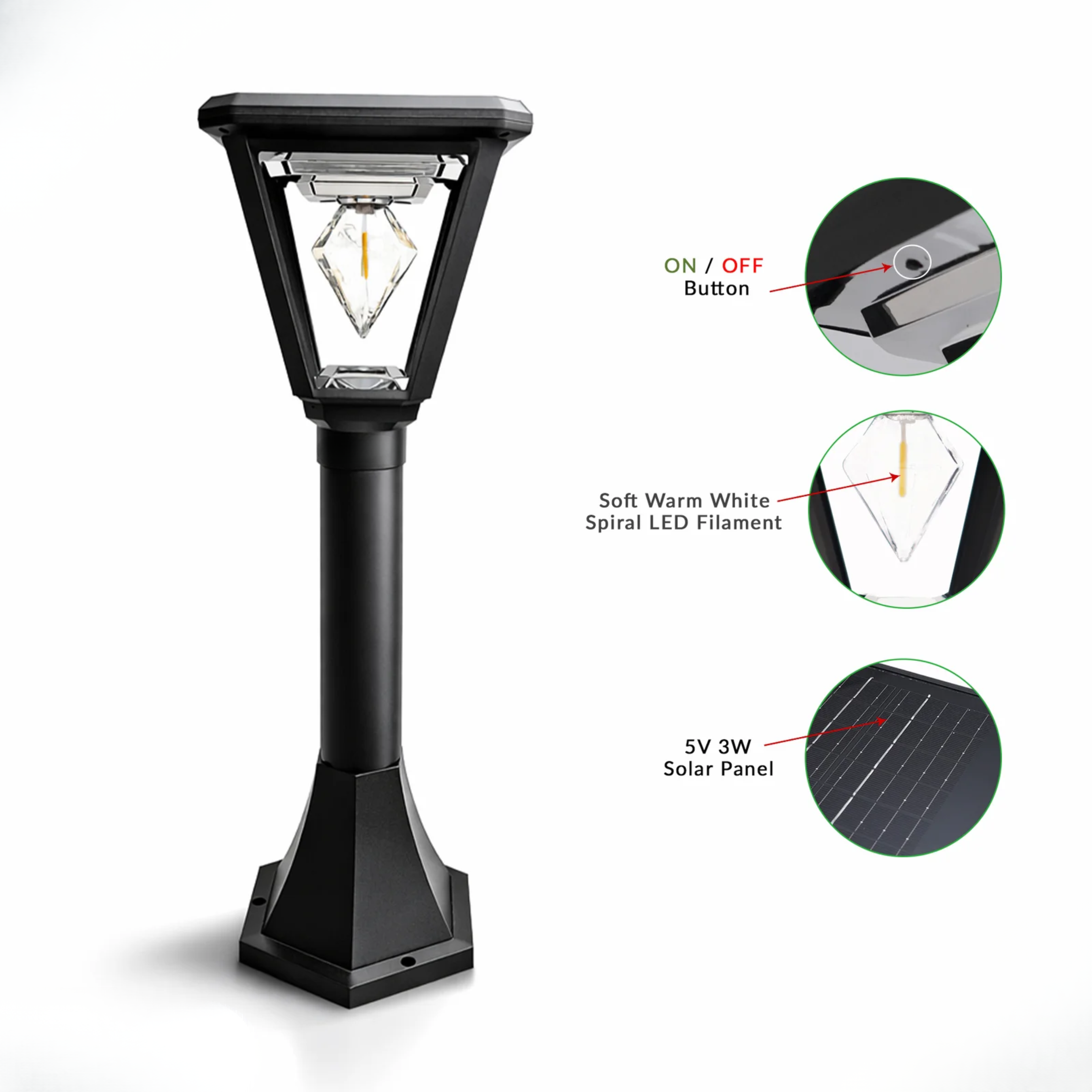 Solar Diamond Bollard Light
