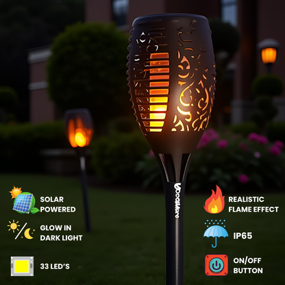 Solar Flame 33 LED Garden Light | Pack of 2/4
