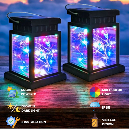 Solar Lantern Lamp Light | Multicolor LEDs | Pack of 2