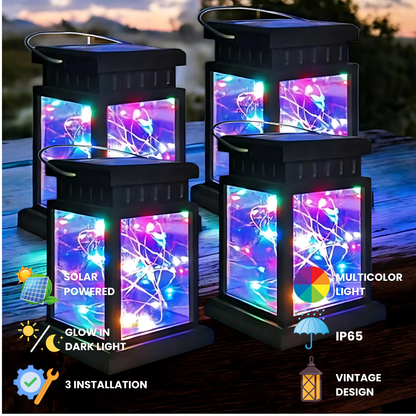 Solar Lantern Lamp Light | Multicolor LEDs | Pack of 2