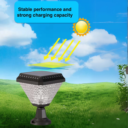 Solar tricolor LED light for outdoor pillar decor