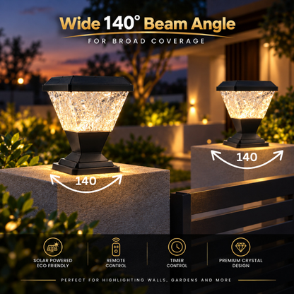 Solar Pillar Lamp with Remote Control, RGB 7-Color & Warm White LED