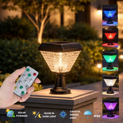 Waterproof solar tricolor pillar light for main gate