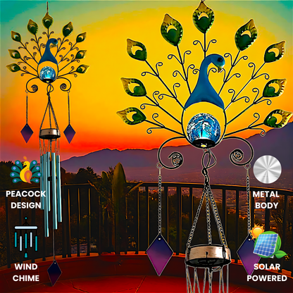 Peacock Wind Chime with Soothing Sound – Decorative Metal Art with Tuned Aluminum Pipes & Hanging Bells for Balcony, Garden Or Patio Decor.