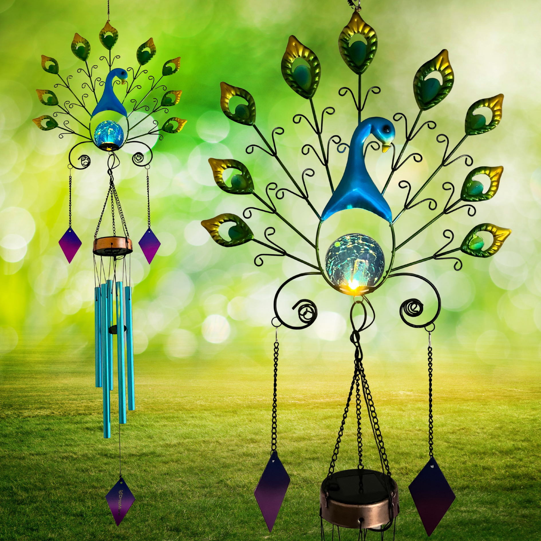 Peacock Wind Chime with Soothing Sound – Decorative Metal Art with Tuned Aluminum Pipes & Hanging Bells for Balcony, Garden Or Patio Decor.